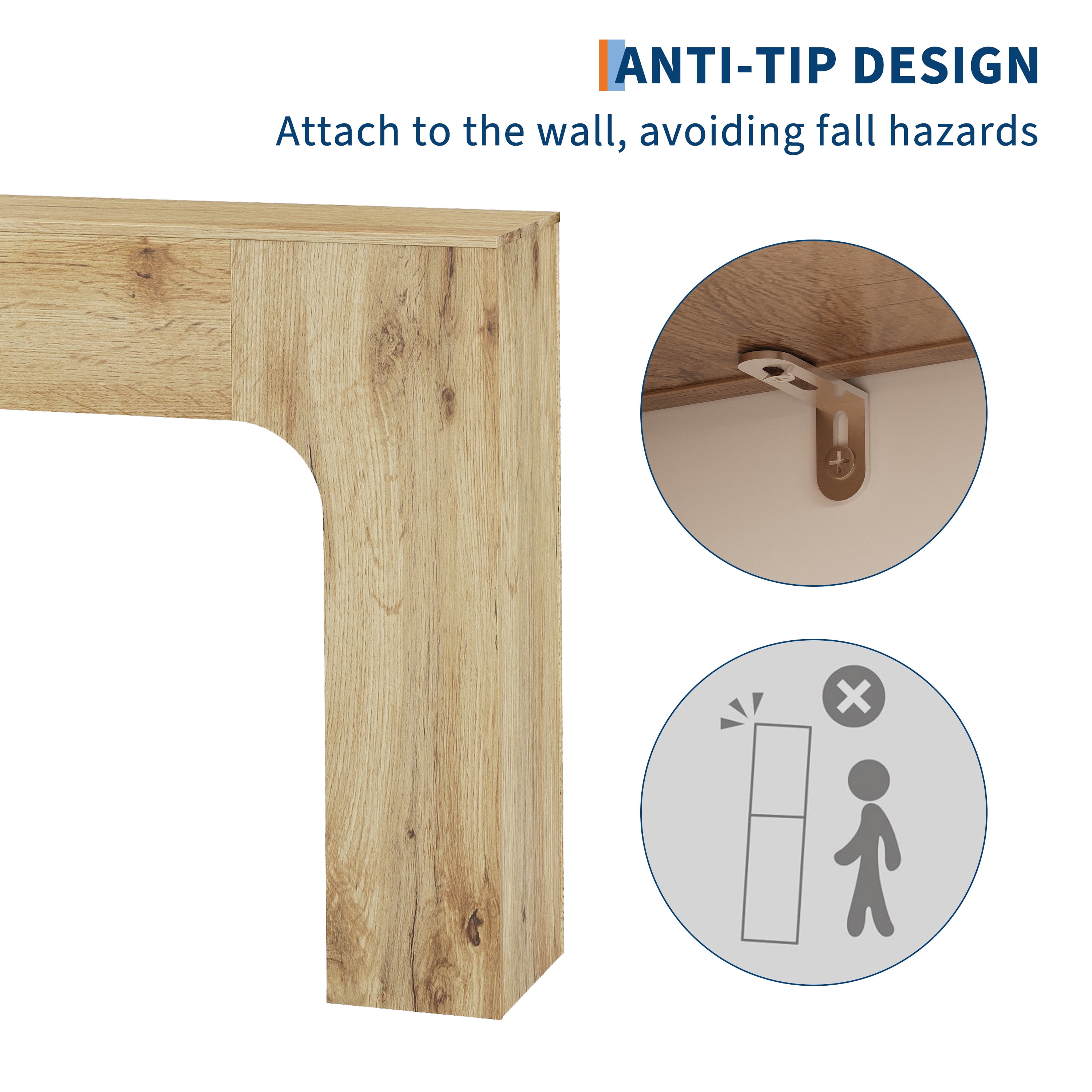 47 Inch Long Console Table for Entryway, Slim Narrow Entrance Hall Table, Farmhouse Wood Sofa Table Behind Couch for Living Room Foyer, Rustic Natural