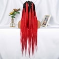 thumbnail image 2 of Braided Wigs for Women Full Double Lace Braided Wigs Knotless Box Synthetic Lace Front Braided Wigs Cornrow Braids with Baby Hair Handmade Braided Wigs 32 inches (OT/Red Color), 2 of 7
