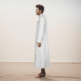 thumbnail image 2 of BAZINRICHE Men's Kaftan Robe Long Sleeve Thobe Down Henley Casual Muslim Arabic Thobe with Pockets, 2 of 5
