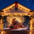 thumbnail image 2 of SIfdSeng Get it Fast Glow In the Dark Garage Door Banner for Outdoor Holiday Yard with Festive Santa Sleigh Reindeer Design Weather Large Size Holiday Party Sign, 2 of 5