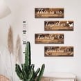 thumbnail image 5 of 4 letreros de pared para el hogar, THIS IS US/JUNTOS/BLESS THIS HOME/FAMILY, decoración de pared para sala de estar y dormitorio, 4,7 x 13,8 pulgadas (marrón), 5 of 5