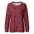 thumbnail image 4 of under $10 Women Sweatshirts Trendy Graphic Long Sleeve Outwear Shirts Round Neck Blouse Loose Pullover,AW4-Wine,Small, 4 of 5