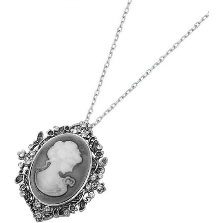 Retro Victorian Lady Cameo Pendant Necklace for Women Girls Cubic Zirconia Colorful Crystal Gothic Choker Necklaces Vintage Jewelry Gifts Holiday