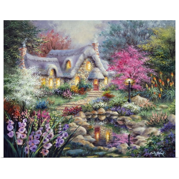 Great BIG Canvas | Rolled Nicky Boehme Poster Print entitled Cottage Pond