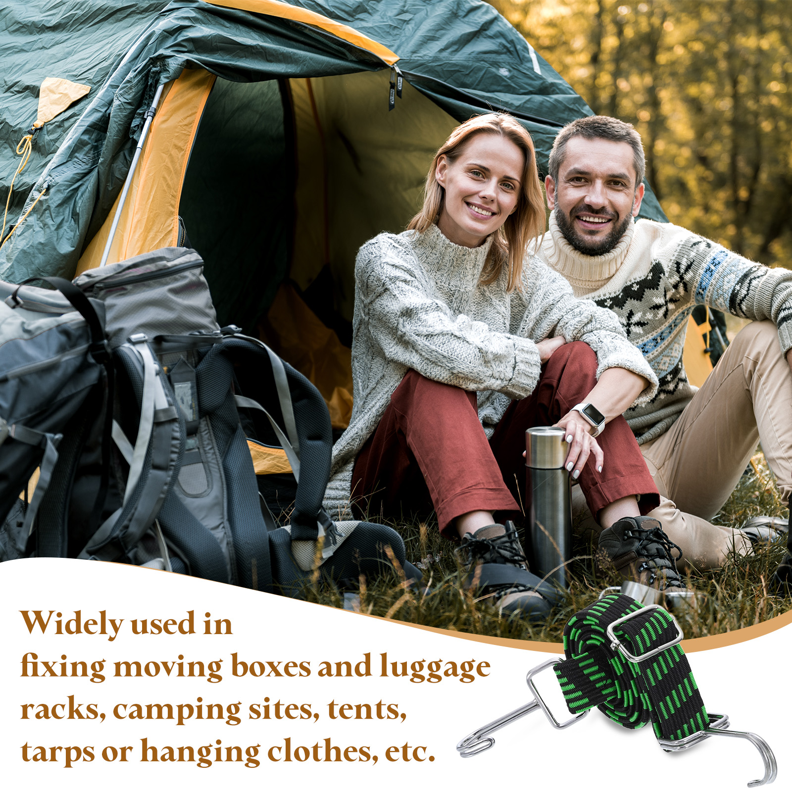 Uxcell 6 Pack Adjustable Bungee Cords with Hooks, 39 Inch Flat Heavy Duty Elasticity Straps Rubber Bungee Cords with Buckle for Outdoor, Camping, Tarp, Bike Rack, Luggage, Black Green
