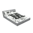 thumbnail image 2 of Ambesonne Letter M Fitted Sheet & Pillow Sham Set, Eastern Abstract M, King, Black Grey White, 2 of 2