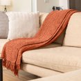 thumbnail image 1 of Chenille Basket weave Knit Throw with Fringe, Lightweight Breathable Chenille Blanket for Couch, Chair, Bed, Outdoor Use, 1 of 4