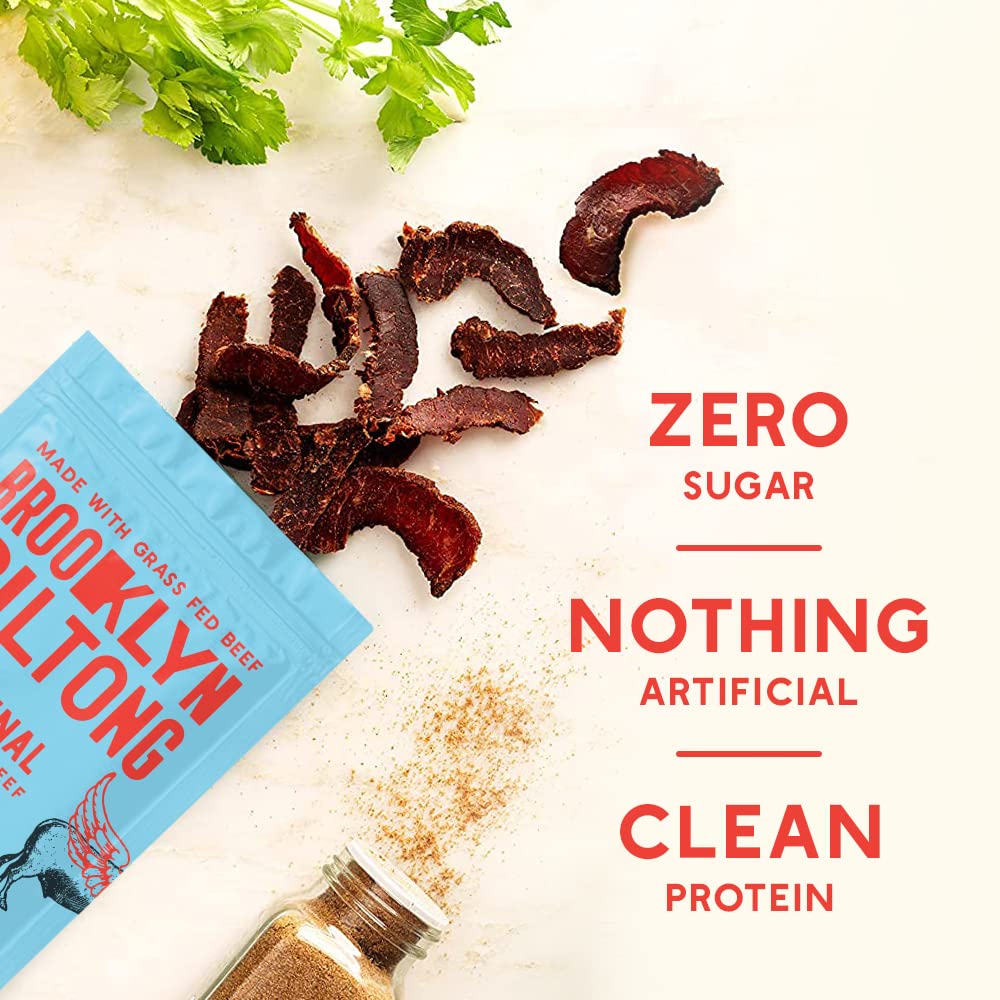 Brooklyn Biltong - Air Dried Grass Fed Beef Snack - Whole30 Approved, Paleo, Keto, Gluten Free, Sugar Free, Made in USA (Original)