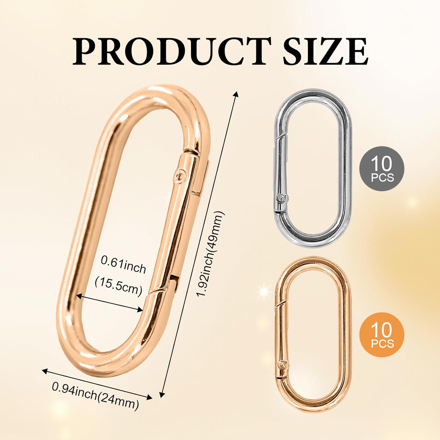 ABCISI 20 Pcs Gold Carabiner Clips,Gold Key Ring, Silver Metal Keyring Purse Clip,Spring Heavy Duty Opening O Ring Carabiner for Wallets, Backpacks, Belts,Diy Production, Outdoor Camping, Dog Walking