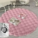 thumbnail image 4 of Alfombra redonda de terciopelo 40x40cm - Esterilla suave para salón, dormitorio, entrada • Decoración contemporánea en rosa, beige, gris y caqui, 4 of 6