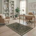 thumbnail image 2 of ODIKA 4'x6' Green Sage Medallion Pattern with Gold Washable Area Rug Traditional Quatrefoil Design Ornate Floral Border for Home Office, Under Desk, Non-Slip Chair-Friendly, Flatwoven, 2 of 7