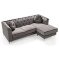 thumbnail image 3 of Contemporary Home Living Nailhead Trim Tufted Velvet Sectional Sofa with Throw Pillows - 83" - Dark, 3 of 4
