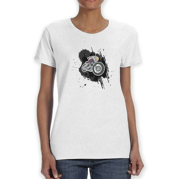 Cool Vintage Motorcycle Graphic Women White T-Shirt, Female Medium