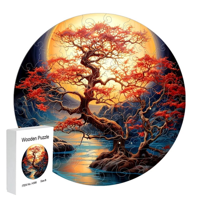 Rompecabezas de madera con forma de animal Irregular, caja de regalo delicada de árbol de color otoñal, regalo de San Valentín, rompecabezas de Navidad para adultos, descompressi