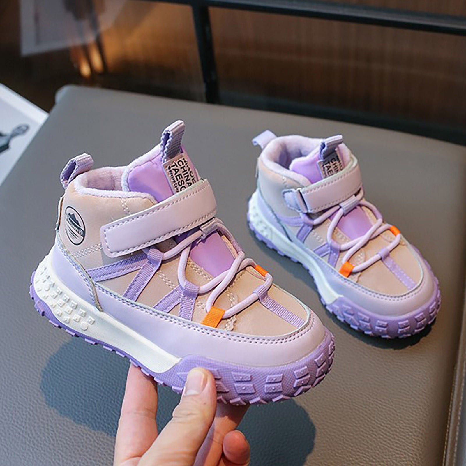 YDFCWXW Kids Hiking Boots Waterproof Girls Hiking Boots Durable TPR Traction Outsole Girls Hiking Shoes Anti-Skid Athletic Hook and Loop Closure Kids Hiking Shoes for Outdoor (Purple, 2)