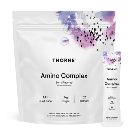 THORNE - Amino Complex - Clinically-Validated EAA and BCAA Powder for Pre or Post-Workout - Promotes Lean Muscle Mass & Energy Production* - NSF Certified for Sport - 30 Servings - 8.15 Oz - Berry