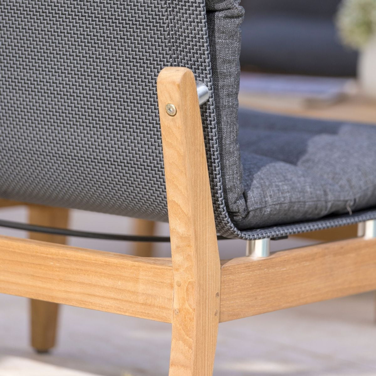 Amazonia Trieste, 100% FSC Certified Teak & Mesh, Outdoor Patio Accent Chair with Olefin Cushions