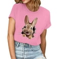thumbnail image 2 of QUNYINEY Casual Women Shirts Short Sleeve Pullover Crew Neck Easter Tops Loose Womens Summer Tops, 2 of 5