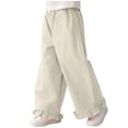 thumbnail image 7 of hengsof Girls Spring Summer Solid Elastic Waist Casual Pants Cute Ruffle Hem Cotton Loose Comfortable Long Pants for 2-14 Years Kids, 7 of 7
