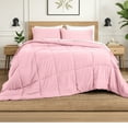 thumbnail image 6 of Ivy Union Comforter Set - Box Stitch - Easy Care Ultra-Soft Microfiber - All Season Warmth - Bedding Comforter - King - Light Pink, 6 of 7