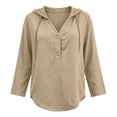 thumbnail image 7 of ZGRBOU Hoodies for Women V Neck Button Hooded Sweatshirts Roll Up Loose Cute Tops Cozy Lightweight Long Sleeve Tunic Shirts, 7 of 7