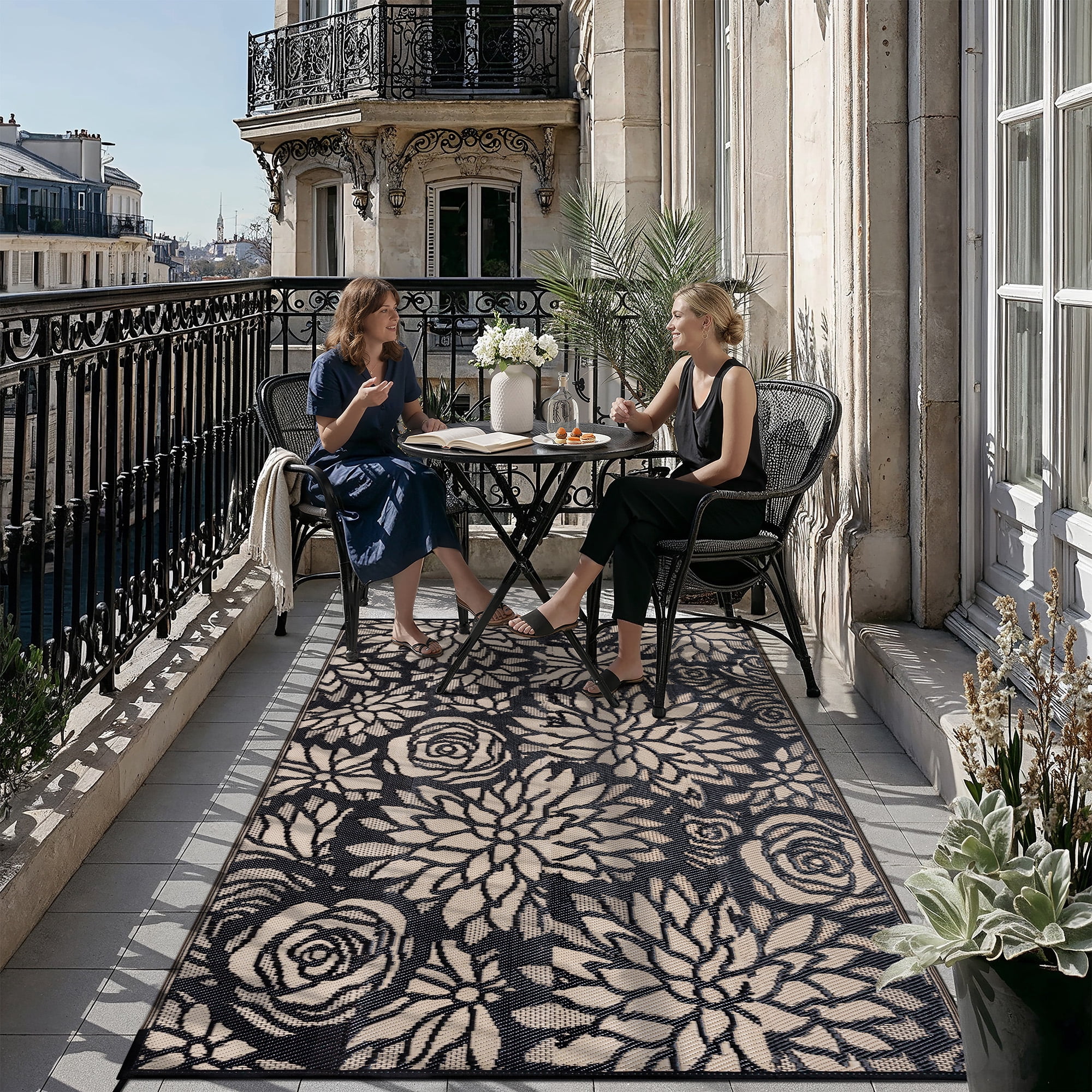 BERTHMEER 5'x8' Brown Outdoor Rugs on Sale Clearance Plastic Straw Reversible Waterproof Patio Rugs for Deck Camping Beach Picnic Porch Garden Balcony