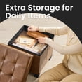 thumbnail image 3 of LEDREM 15" Ottoman Storage Bench, Foldable Footstool 660 lb Capacity with 10 Gallon Storage, Synthetic Leather, Coffee Brown, 3 of 7