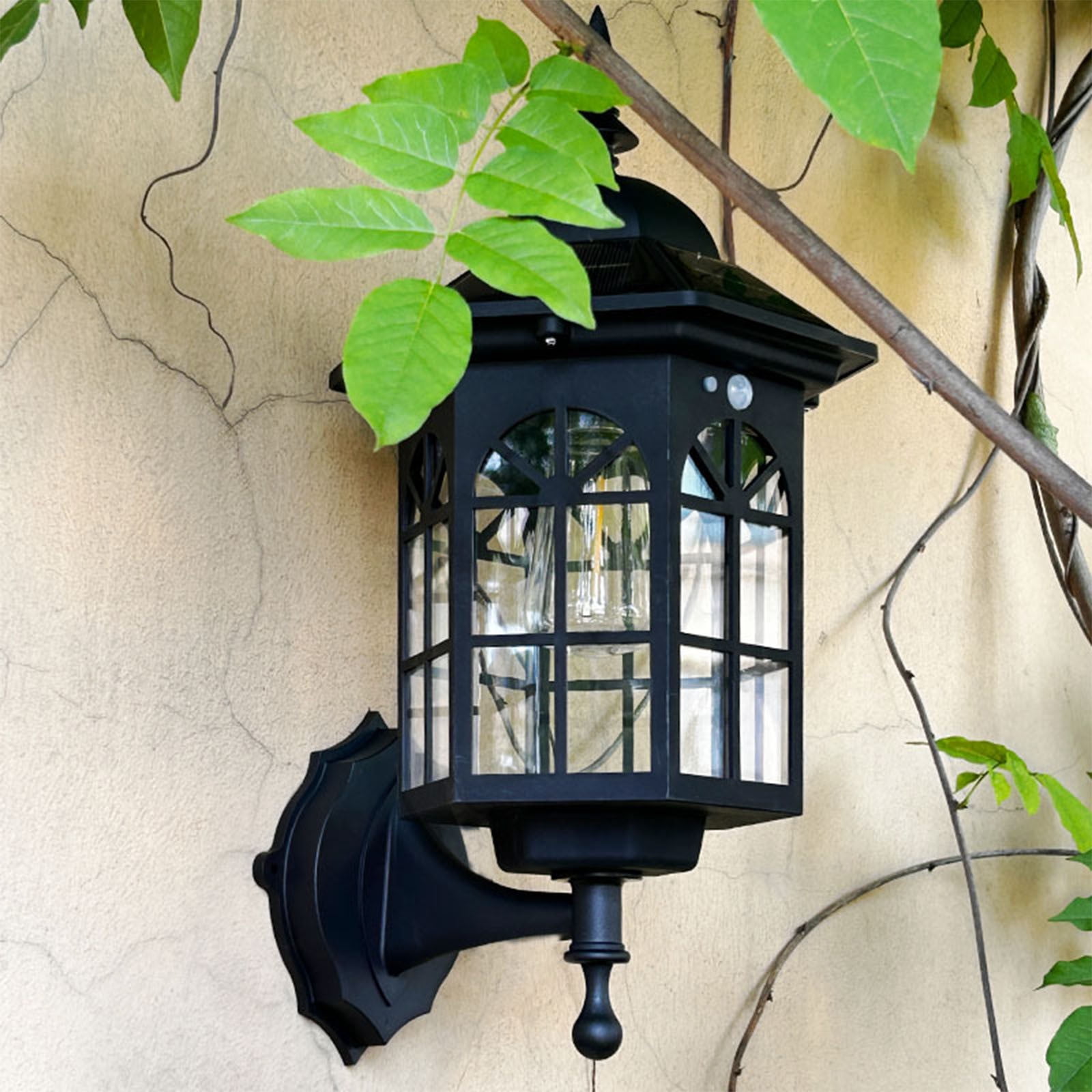 Solar Garden Lights,New European-style Solar Lamp Outdoor Courtyard Lamp Automatically Light Human Body Induction Warm Tungsten Filament Wall Lamp After Dark