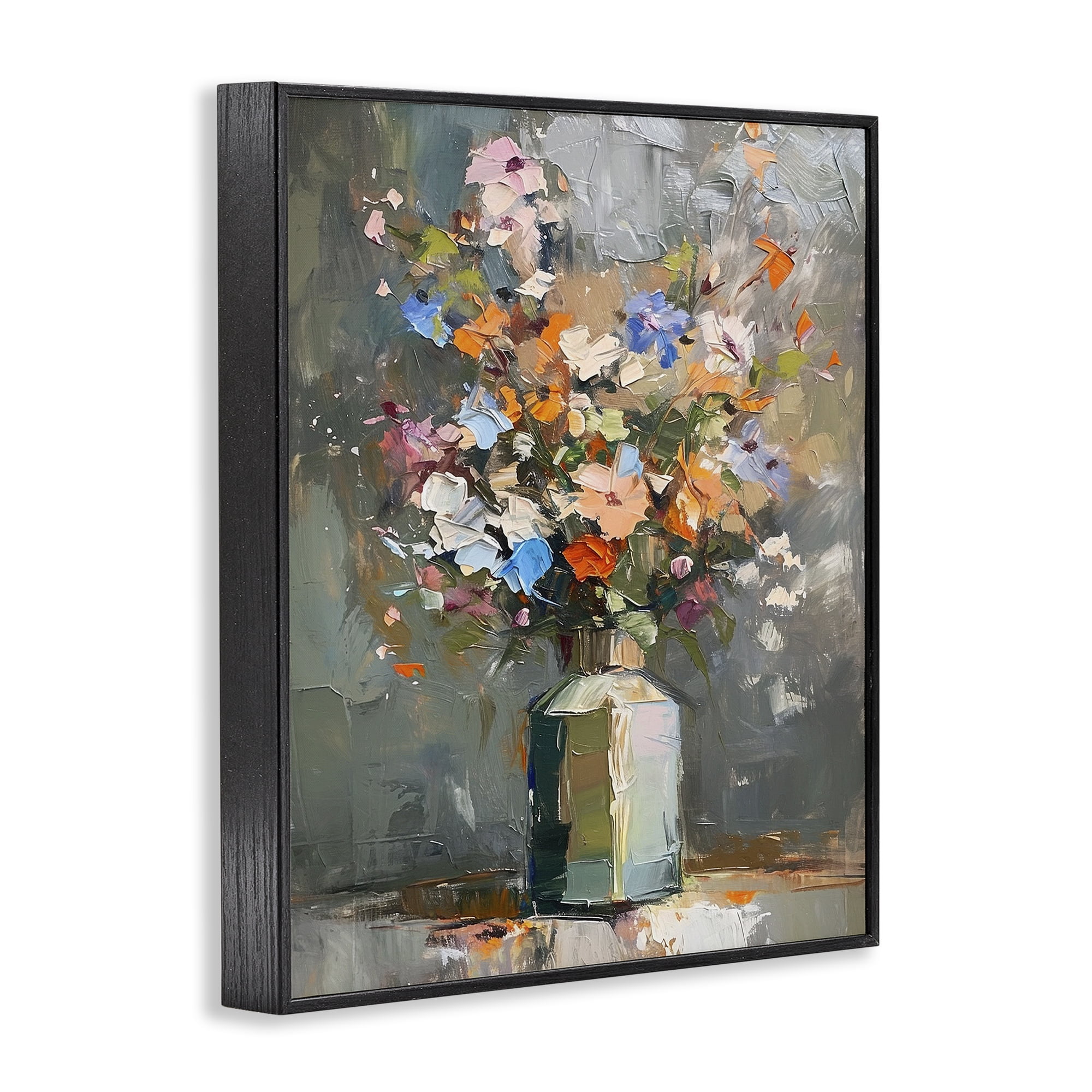 Stupell Industries Mixed Bold Bouquet Botanical & Floral Painting Black Framed Art Print Wall Art, 16 x 20