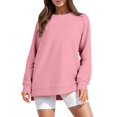 thumbnail image 4 of kamemir Sweatshirts for Women Plus Size Womens Oversized Sweatshirt Crewneck Long Sleeve Tunic Pollover Shirts Side Zipper Hoodie Sweater 2024 Fall Clothes(Pink,L), 4 of 6