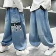 thumbnail image 2 of SJLDQY Kids Boy's Jeans Wide Leg Jeans for Boys Elastic Waist Lightweight Denim Trousers Comfy Childs Dailywear, 2 of 6