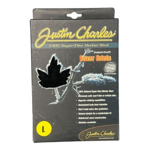 Justin Charles Size Large 100% Merino Wool Men Midweight Thermal Layer Boxer Briefs