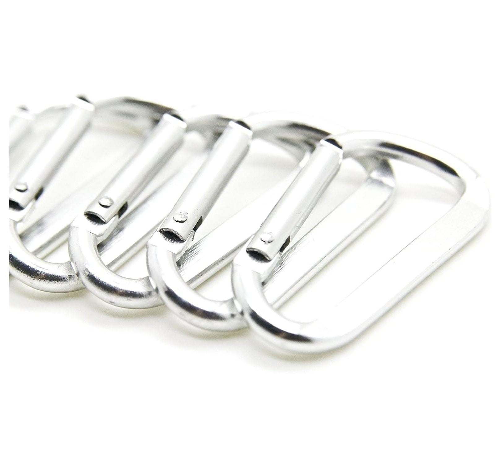 Carabiner Keychains 100 Pack - 2.25" Silver D-Ring Clips - Spring Loaded Aluminum Belt Hooks for Bags, Briefcases, Keys - Lightweight EDC Gear