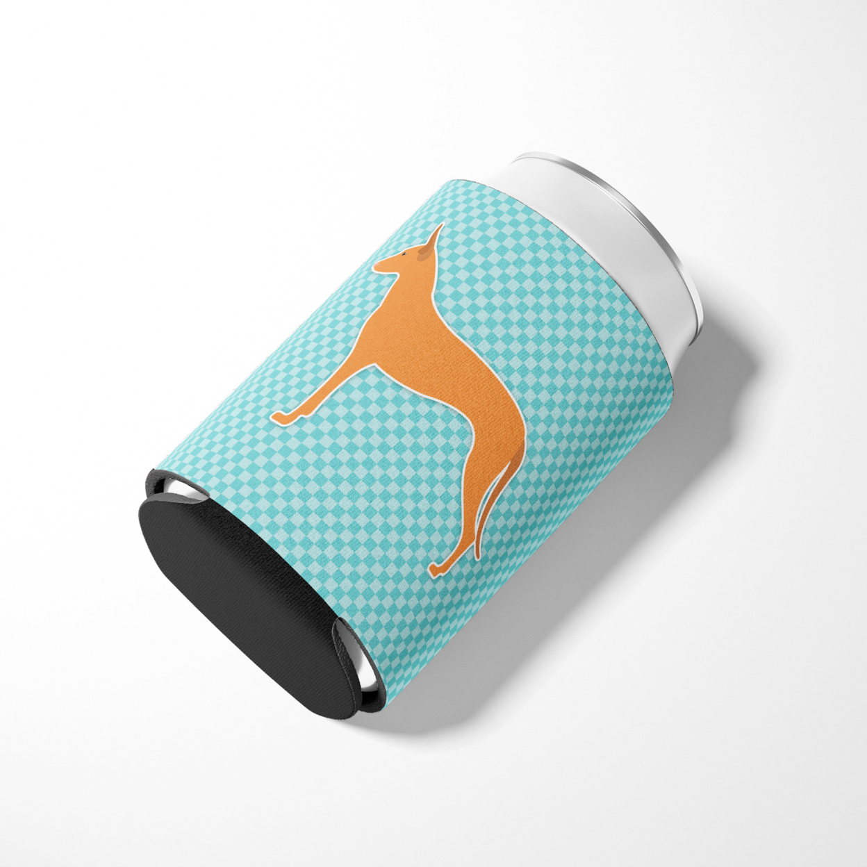 Caroline's Treasures BB3688CC Pharaoh Hound Checkerboard Blue Can or Bottle Hugger, Can Hugger, multicolor