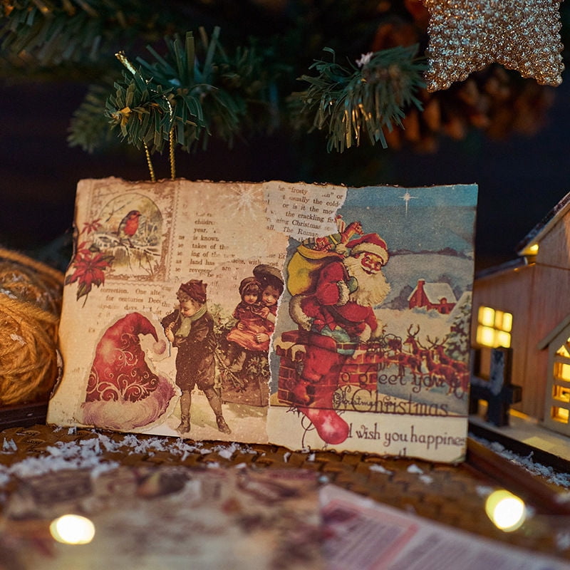 300 Sheets Vintage Holiday Gift Paper Pack - Christmas Joy Series Background Paper for Journals, DIY Crafts, and Decoration