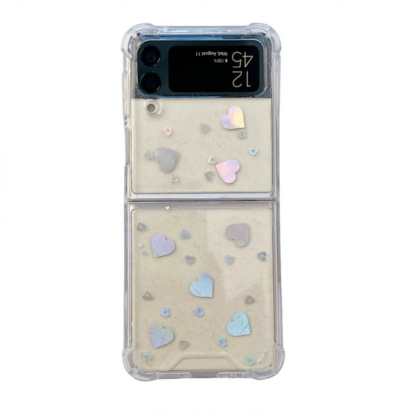 Clear Case Compatible with Samsung Galaxy Z Flip 4 Laser Glitter Ultra Thin Shockproof Case for Women Girls