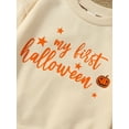 thumbnail image 6 of Baby Boys Girls Halloween Outfits Letter Pumpkin Oversized Bubble Romper Newborn Long Sleeve Sweater Fall Clothes, 6 of 8