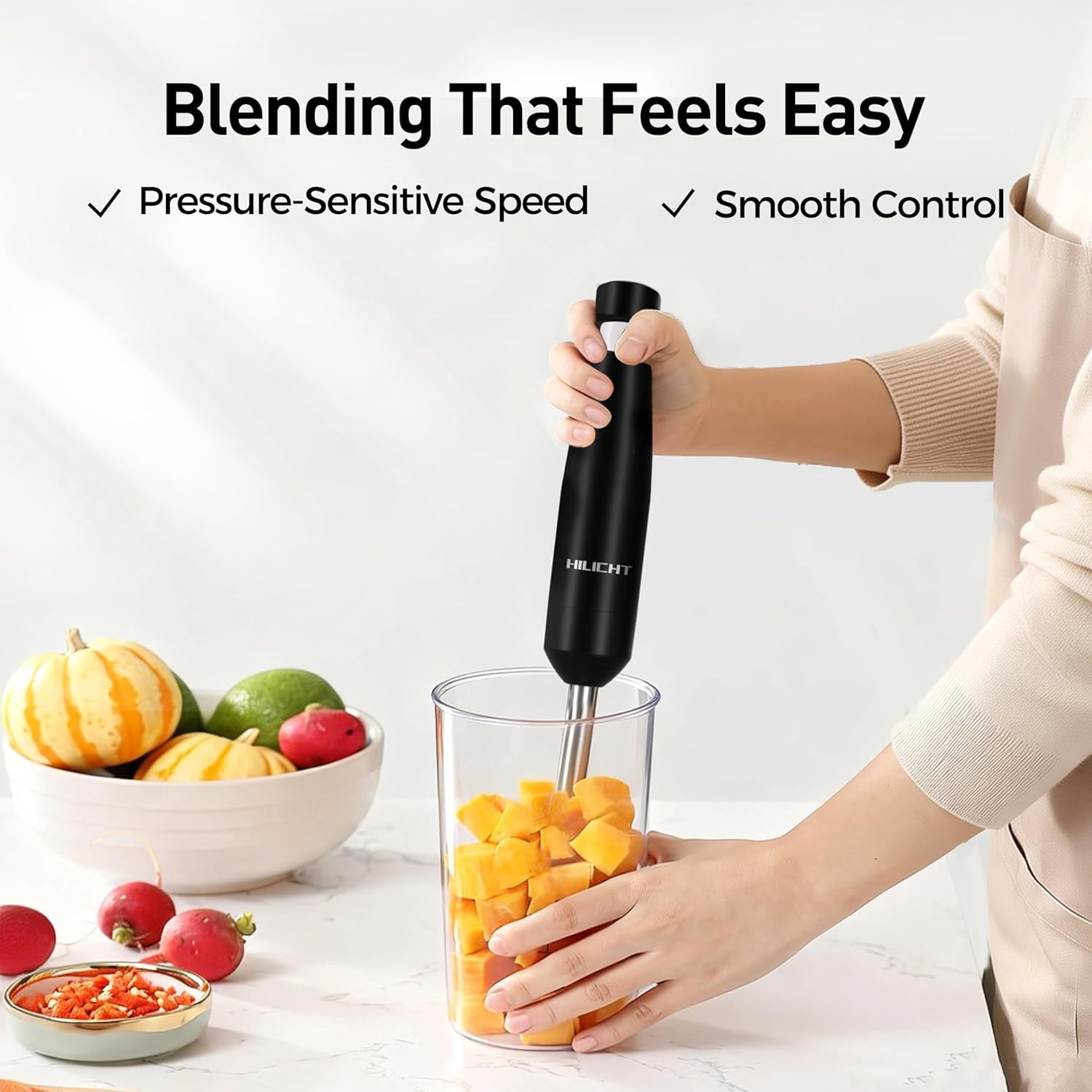 Cordless Immersion Hand Blender with Brushless Motor and Variable Speed for Everyday Cooking