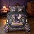 thumbnail image 3 of Homewish Halloween Theme Twin Bedding, Crow Magic Book Bedding Comforter Set, Black Reversible 7pcs, 3 of 7