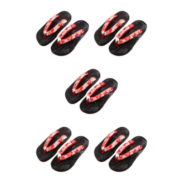 maskred Sabots Japonais Pantoufles Geta Sandales pour Hommes Femmes à la Mode et Polyvalentes Rouge Rond Taille 40 5Set