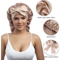 thumbnail image 3 of AWAYTR Long Satin Bonnet for Women - Double Layer Elastic Silk Bonnet Hair Sleeping Cap with Tie Band, 3 of 7