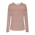 thumbnail image 5 of UPPADA Striped Long Sleeve Tops for Women Cute Crewneck Basic T Shirts Dressy Spring Fall Clothes Casual Lightweight Blouses Ladies Outfits Coffee,S, 5 of 9