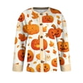 thumbnail image 4 of IYYVV Womens Halloween Cardigan Sweaters Ghost Print Button up Cardigans Fall Winter Warm Sweater Coats Beige S, 4 of 6