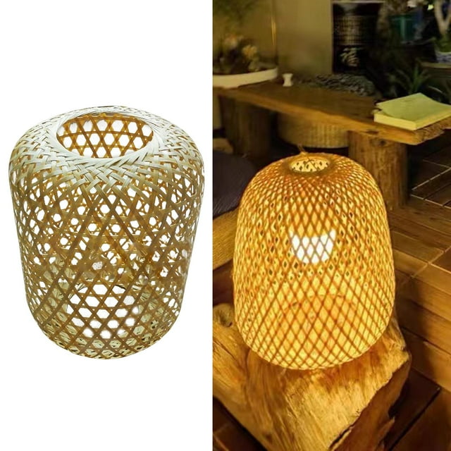 Rustic Bamboo Lamp Shade Ceiling Light Fixture Cover Pendant Light Decorative