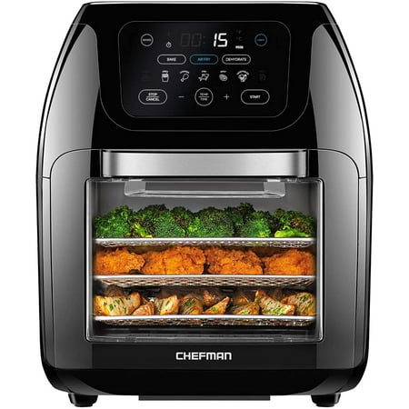Chefman Multifunctional Digital 10 Qt. Air Fryer+ Rotisserie, Fry, Roast & Bake, 17 Presets - Black