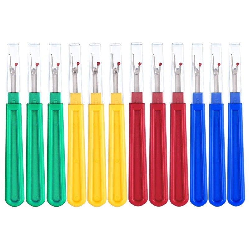 Pack of 12 Seam Ripper Stitch Rippers with Plastic Handle Cap Covers