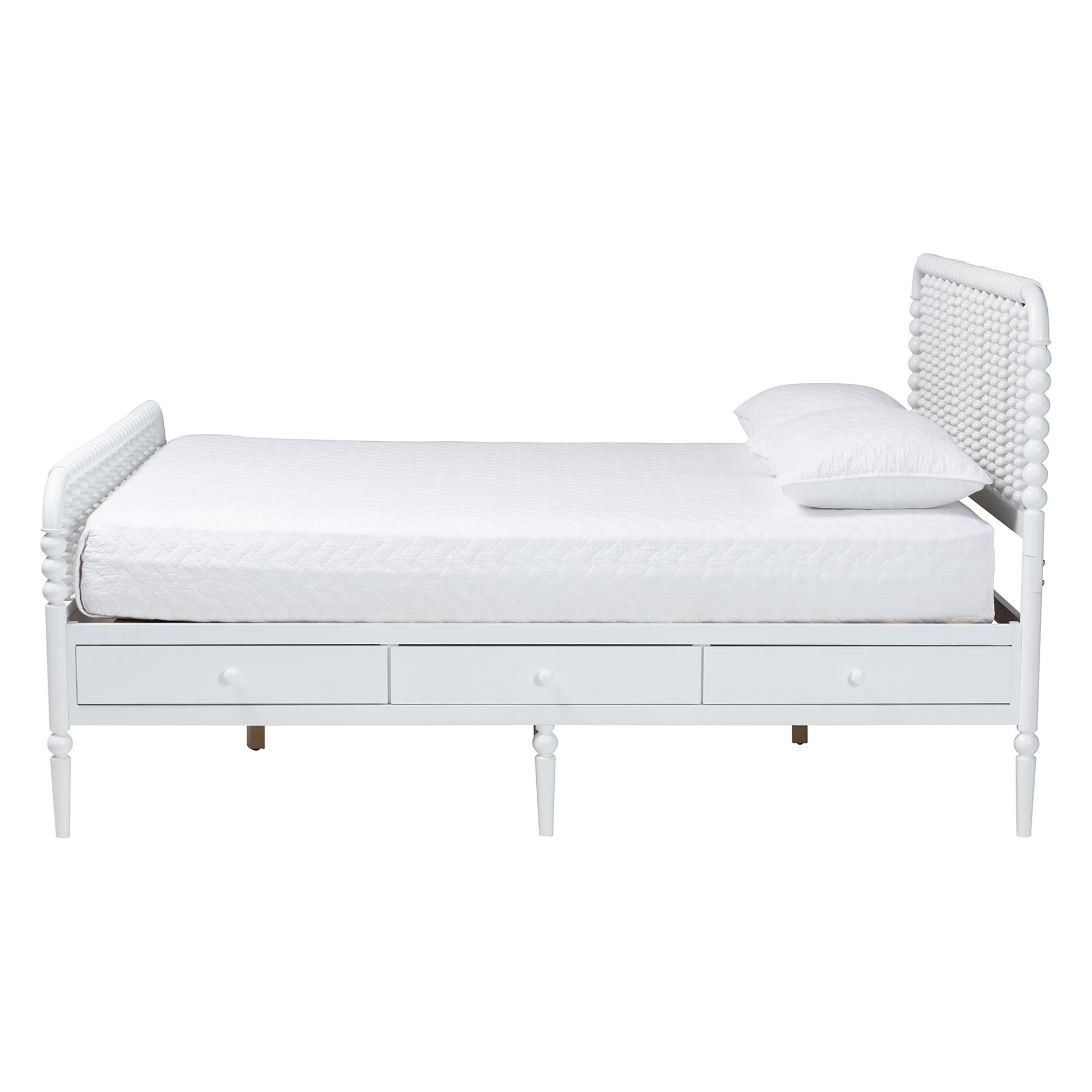 Baxton Studio Lucera Mid-Century Modern Platform Bed, Full, White
