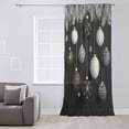 thumbnail image 3 of Black Christmas Semi Sheer Curtains Drapes for Living Room, Bedroom, French Doors Window 72 Inches Long, Xmas Pine Needles Balls Snowflake Rod Pocket Chiffon Curtain Drapery Voile Draperies Panel, 3 of 6