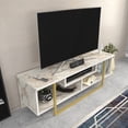 thumbnail image 4 of Asal 47" Modern Metal Wood TV Stand for 55 inch TV Marble White Gold, 4 of 5