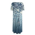 thumbnail image 5 of DBAIXID Knee Length Dress for Women Summer Plus Size Short Sleeve Crewneck Floral Print Flowy Midi Dresses with Pocket Blue XL, 5 of 5
